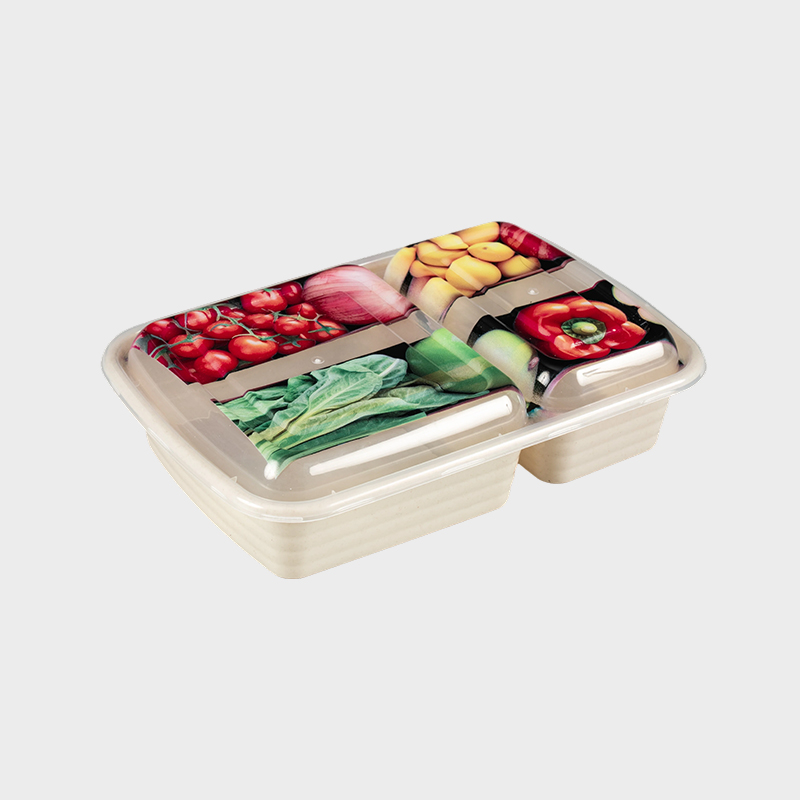 Stapelbare kunststof fastfooddoos met twee compartimenten PFK002