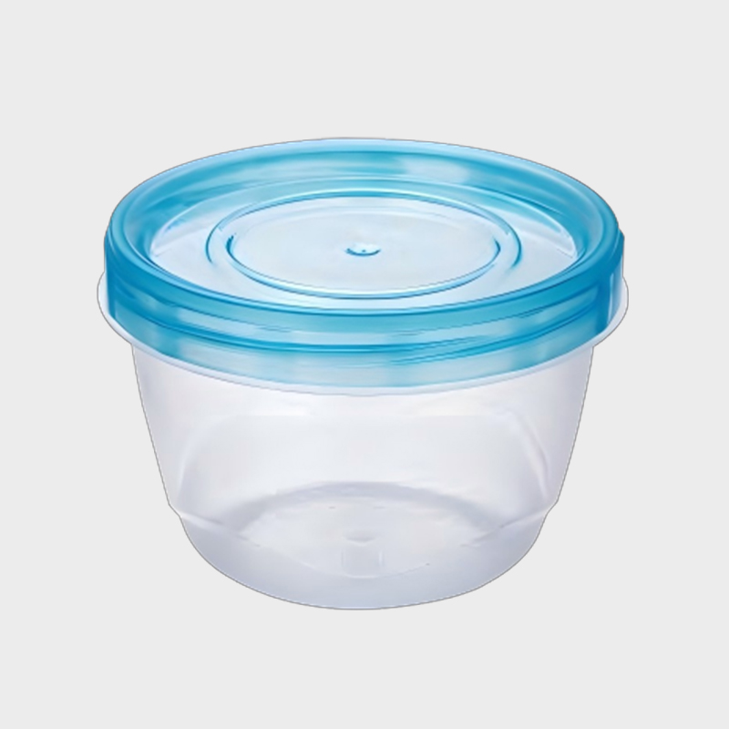 PFB019 Ronde PP-ijsbewaarbeker van 473 ml met blauw deksel