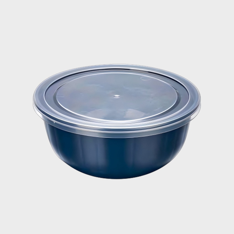 PFB021 Ronde, komvormige, diepblauwe PP-voedselopslagcontainer van 885 ml met doorzichtig deksel